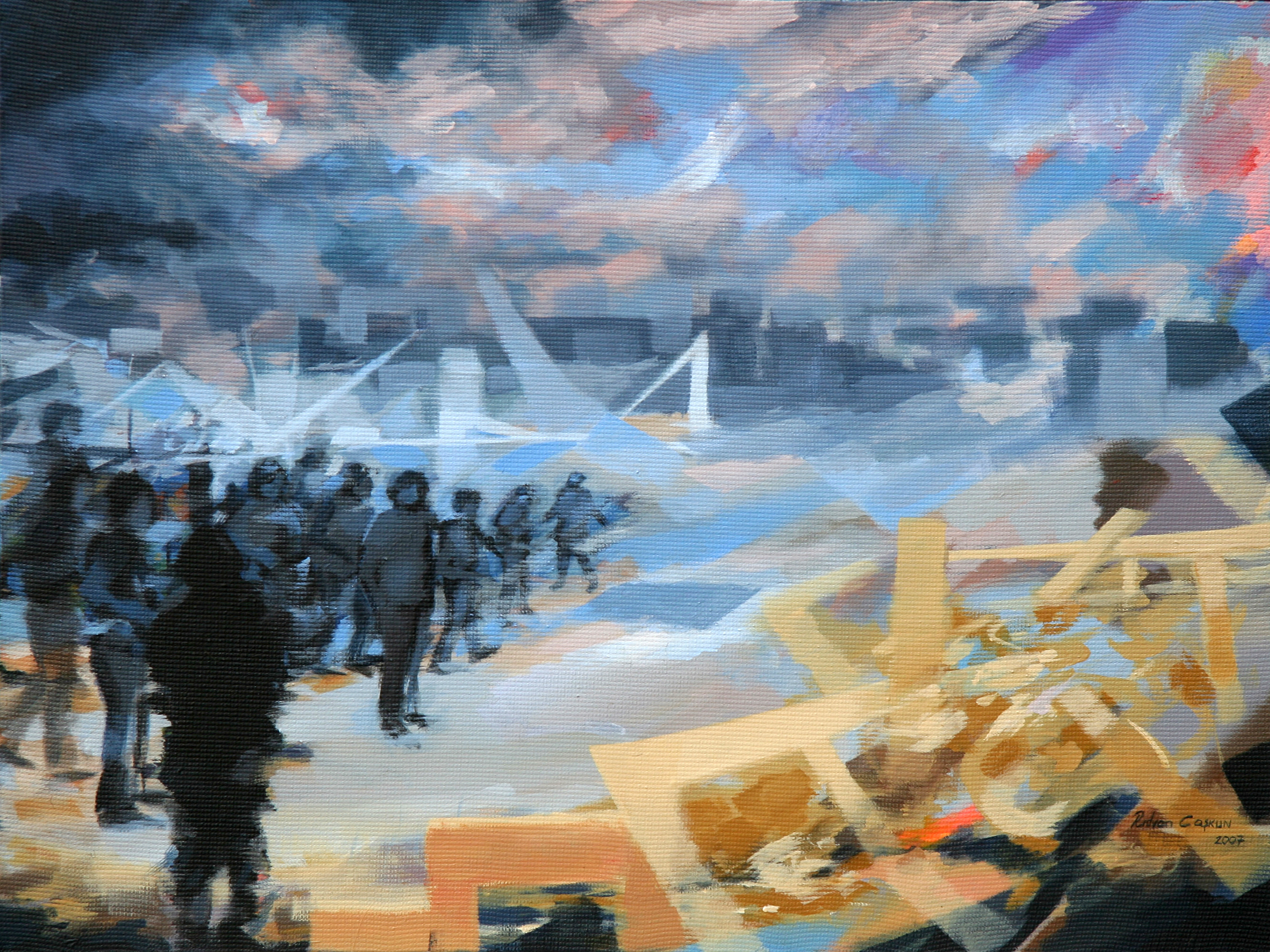 Tuval Üzerine Akrilik Kalabalık 70x90cm 2007